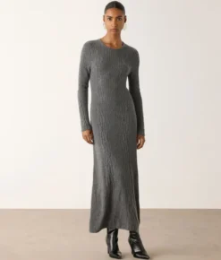 Abito a coste intrecciate in cashmere