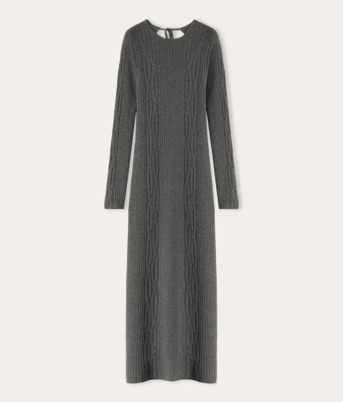 Abito a coste intrecciate in cashmere