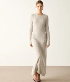 Abito a coste intrecciate in cashmere