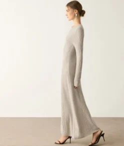 Abito a coste intrecciate in cashmere