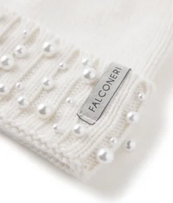 Berretto con perle in Cashmere Ultrasoft