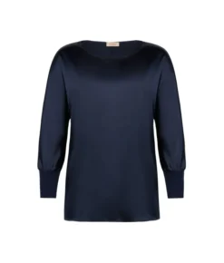 Blusa girocollo in seta