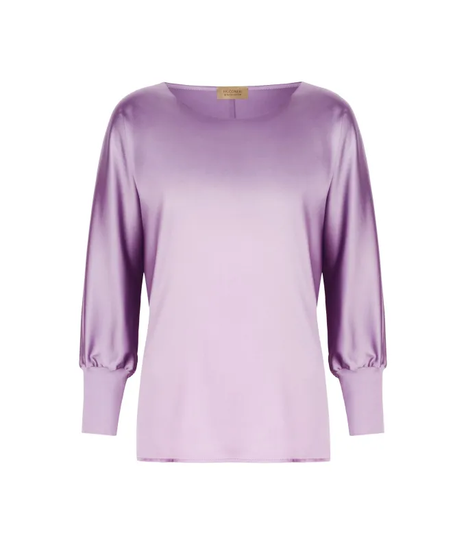 Blusa girocollo in seta