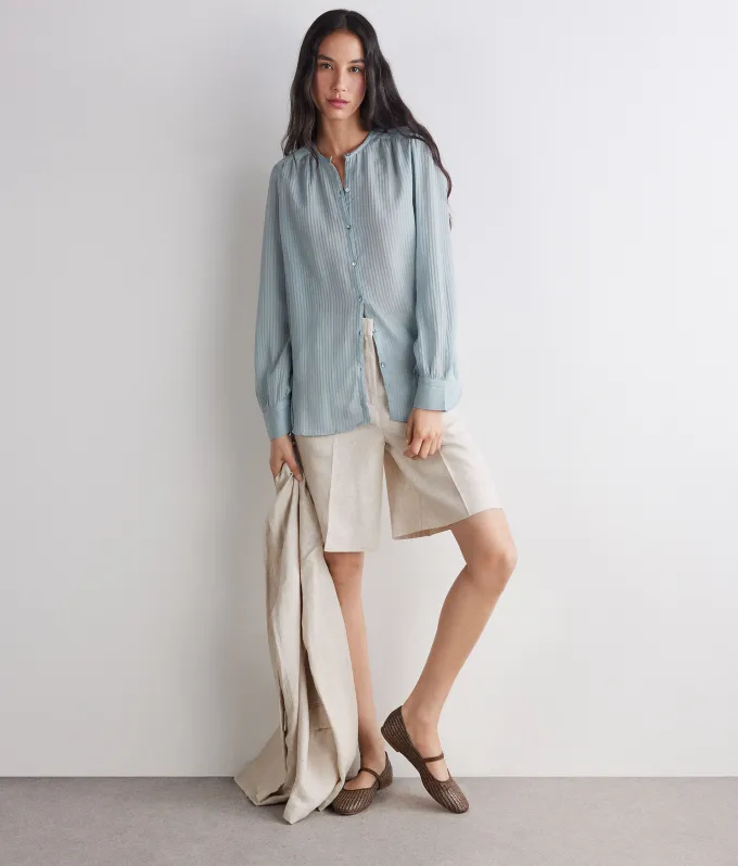 Blusa goffrata in seta cotone