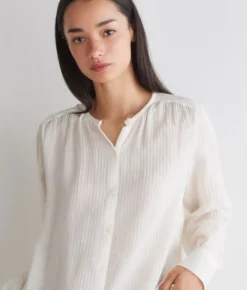 Blusa goffrata in seta cotone