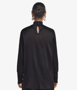 Blusa in raso di seta con inserti in maglia