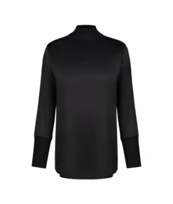 Blusa in raso di seta con inserti in maglia