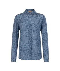 Camicia con colletto in seta stampata