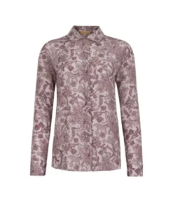 Camicia con colletto in seta stampata