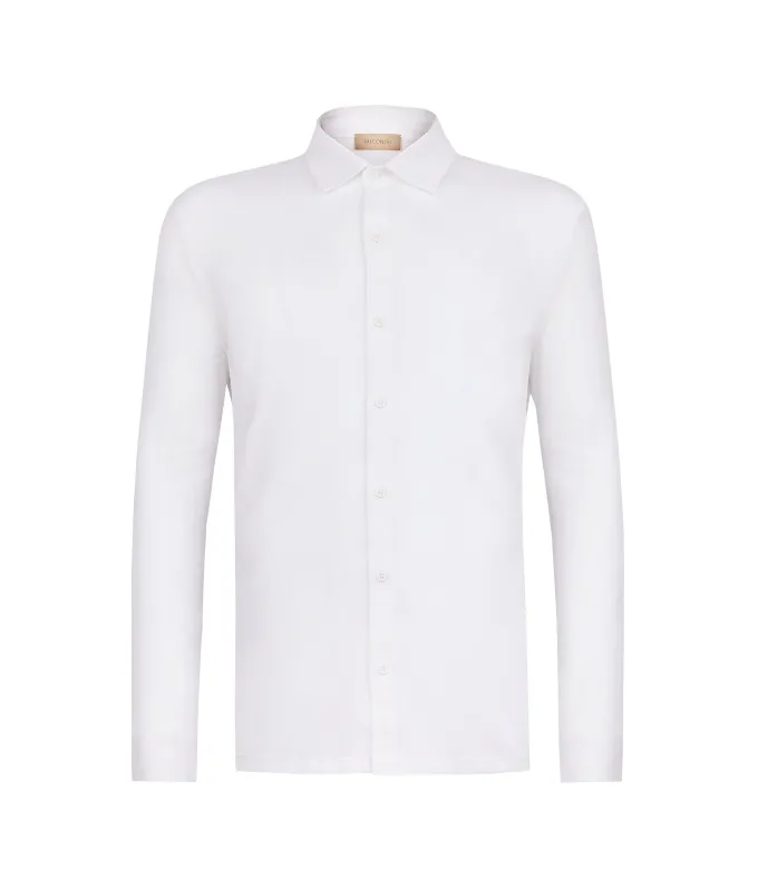 Camicia in piquet di cotone e seta