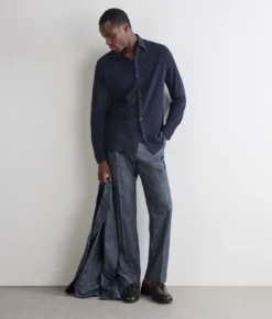 Camicia in piquet di cotone e seta