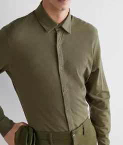 Camicia in piquet di cotone e seta