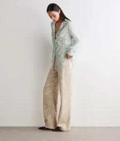 Camicia stampata in cotone e seta