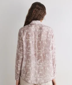 Camicia stampata in cotone e seta