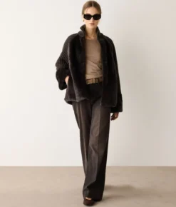 Cappotto in cashmere con inserti in pelliccia