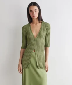 Cardigan a coste lamé