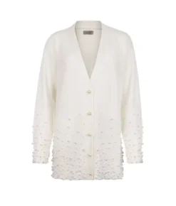 Cardigan con perle in Cashmere Ultrasoft