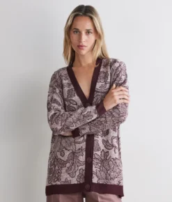 Cardigan jacquard botanico