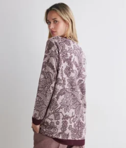Cardigan jacquard botanico