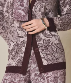 Cardigan jacquard botanico
