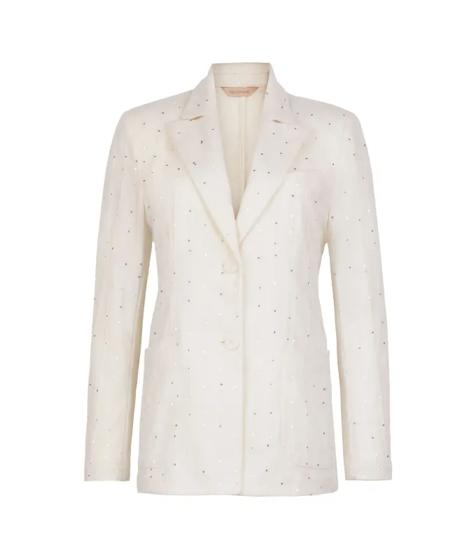 Giacca gessata in lana con paillettes