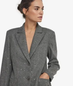 Giacca gessata in lana con paillettes