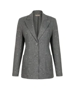 Giacca gessata in lana con paillettes
