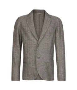Giacca jersey spinata in lino e cotone