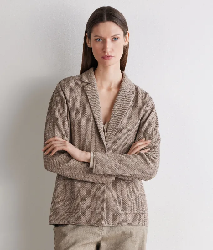 Giacca moulinè in cotone lino