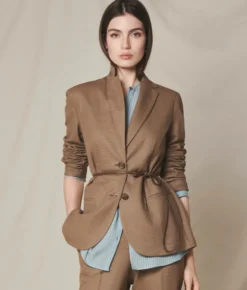 Giacca waffle in lino cotone