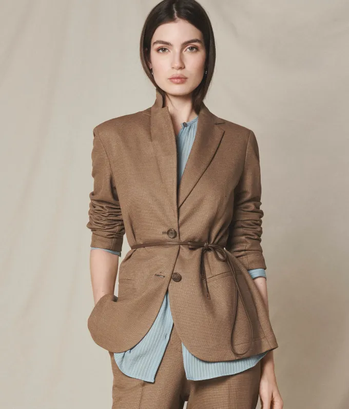 Giacca waffle in lino cotone