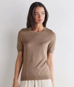 Girocollo a maniche corte in Cashmere Silkfine