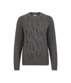 Girocollo con trecce e strass in Cashmere Ultrasoft