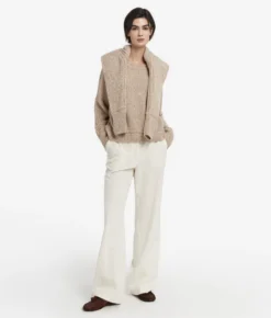 Girocollo con trecce in Cashmere Undyed Tricot