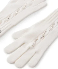 Guanti con trecce e strass in Cashmere Ultrasoft