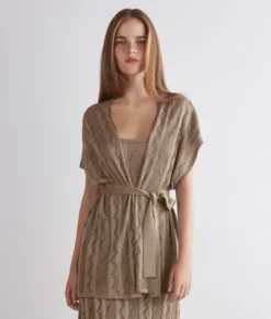 Kimono treccia coste lamé