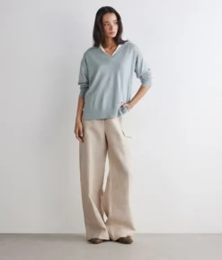 Maglia con scollo a V e spacchi in Cashmere Ultrafine