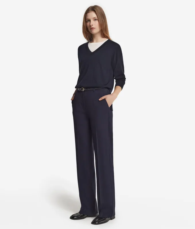 Maglia con scollo a V e spacchi in Cashmere Ultrafine