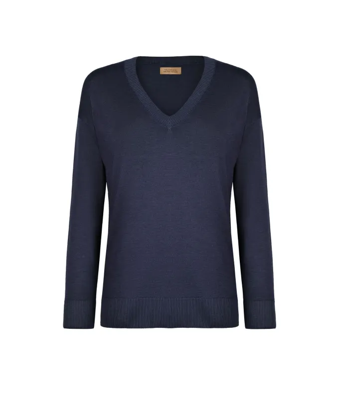 Maglia con scollo a V e spacchi in Cashmere Ultrafine