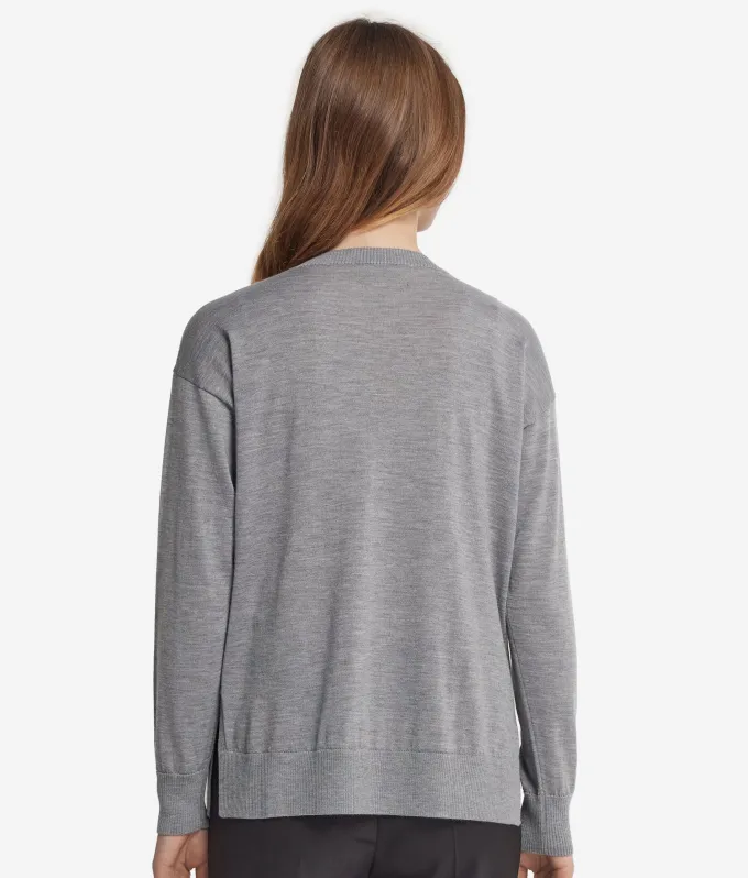 Maglia con scollo a V e spacchi in Cashmere Ultrafine