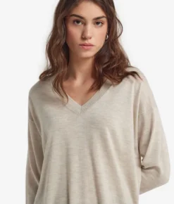 Maglia con scollo a V e spacchi in Cashmere Ultrafine