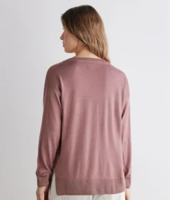 Maglia con scollo a V e spacchi in Cashmere Ultrafine