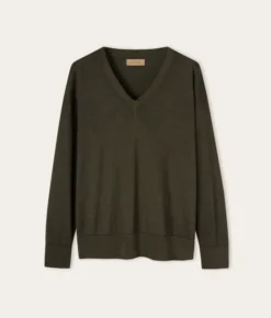 Maglia con scollo a V e spacchi in Cashmere Ultrafine