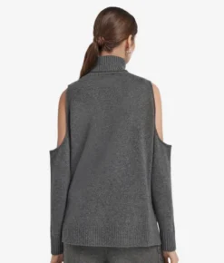 Maglia cut out con trecce e strass in Cashmere Ultrasoft