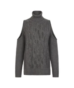 Maglia cut out con trecce e strass in Cashmere Ultrasoft