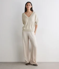 Maglia doppio scollo a V in Cashmere Silkfine