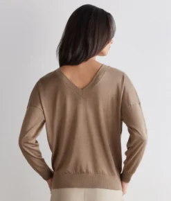 Maglia doppio scollo a V in Cashmere Silkfine