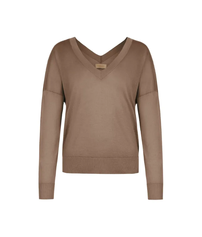 Maglia doppio scollo a V in Cashmere Silkfine