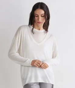 Maglia scollo a V in Cashmere Airfine