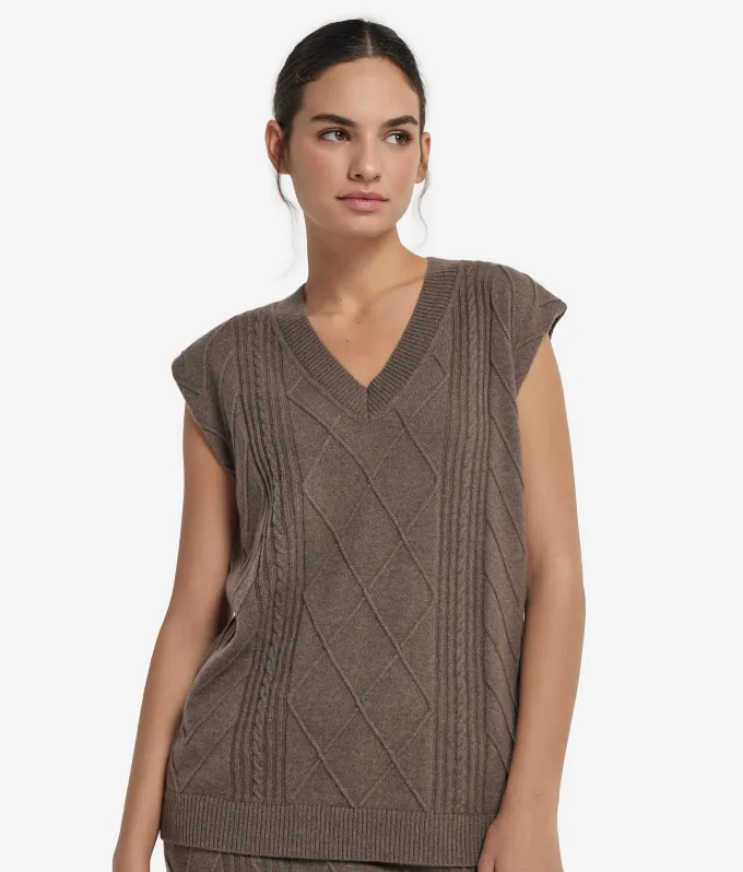 Maxi gilet con scollo a V in Cashmere Ultrasoft